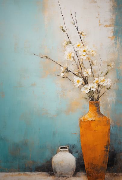 Dry bouquet paint pastel orange vase by Ellen Reografie
