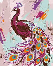 Majestätischer Pfau in abstrakter Farbenpracht von Your unique art