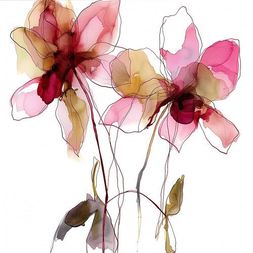 Danse des fleurs à l'aquarelle avec des transitions de teintes raffinées