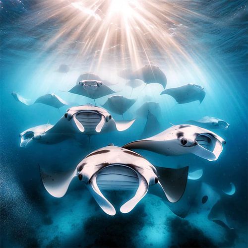 Group of Manta Rays