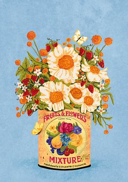 Bloemen in een Vintage Theeblik van Raissa Oltmanns