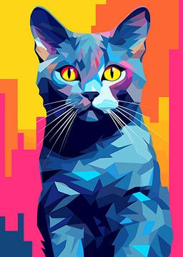 Katze Tier WPAP Pop Art Farbe Stil von Qreative