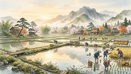 Japanese Rice Fields by my pixel art