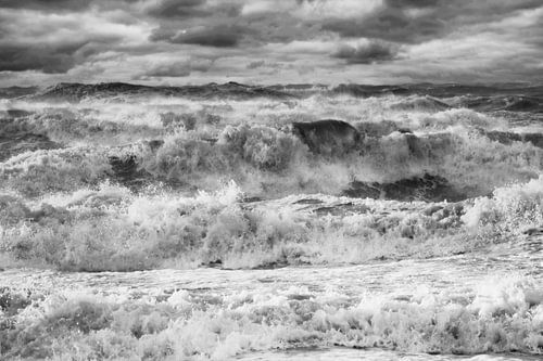 North Sea storm black and white high waves by eric van der eijk