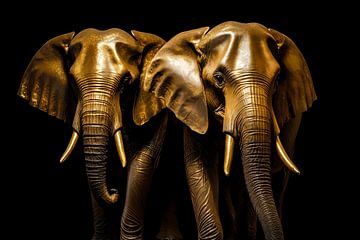Olifant Schilderij | Zwart Goud | Schilderij Olifanten van AiArtLand
