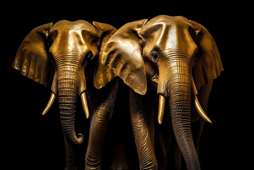 Olifant Schilderij | Zwart Goud | Schilderij Olifanten van AiArtLand
