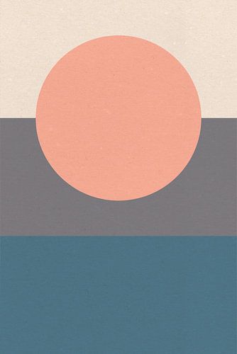 Ikigai. Abstracte minimalistische Zen kunst. Zon, maan, oceaan IX