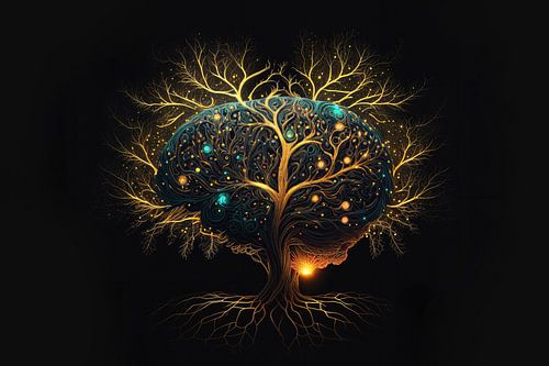 Gouden Brein met Lichtblauwe Lichten