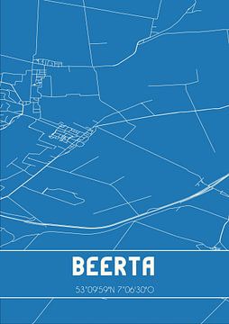 Blaupause | Karte | Beerta (Groningen) von Rezona