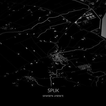 Schwarz-weiße Karte von Spijk, Gelderland. von Rezona