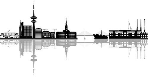 Hamburg skyline in Germany with harbor and airport