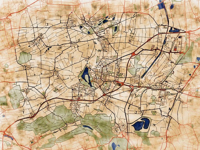 Map of Salzgitter with the style 'Serene Summer' by Maporia