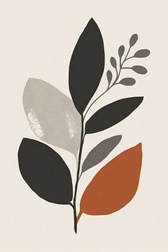 Minimalistische Illustration mit einem abstrakten Blattmotiv von Thea