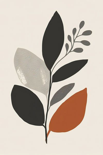 Minimalist illustration with an abstract leaf motif by Thea