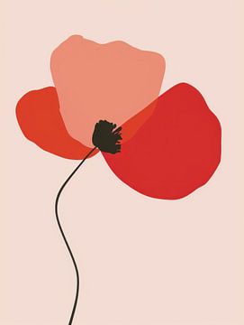 Minimalistische Korallenmohnblume von Mosaic Dialogue
