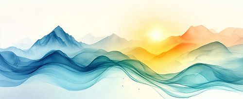 Abstract Mountain Landscape in the Golden Hour