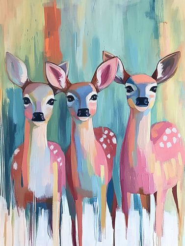 Pink Deer with Spots by Eye catching paintings