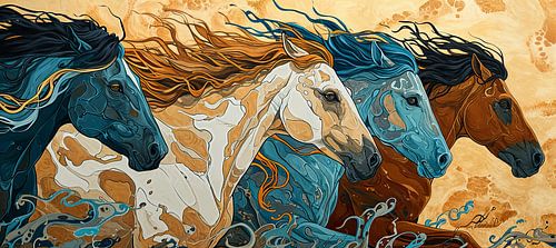 Peinture abstraite de chevaux
