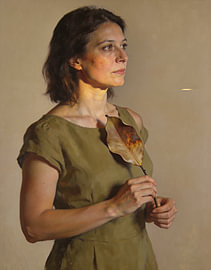 Woman Holding a Dried Magnolia Leaf by OEVER.ART