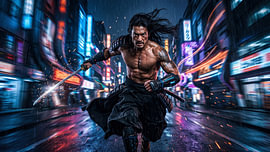 Cyberpunk-Samurai in Japan von my pixel art