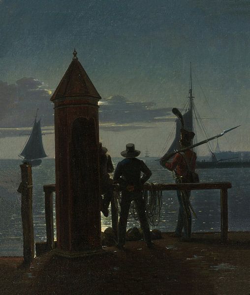 View from the Citadel Ramparts in Copenhagen by Moonlight, Martinus Rørbye by Masterful Masters