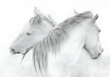 witte paarden van abstract artwork