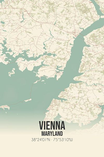 Carte ancienne de Vienne (Maryland), États-Unis. par Affiches de lieux