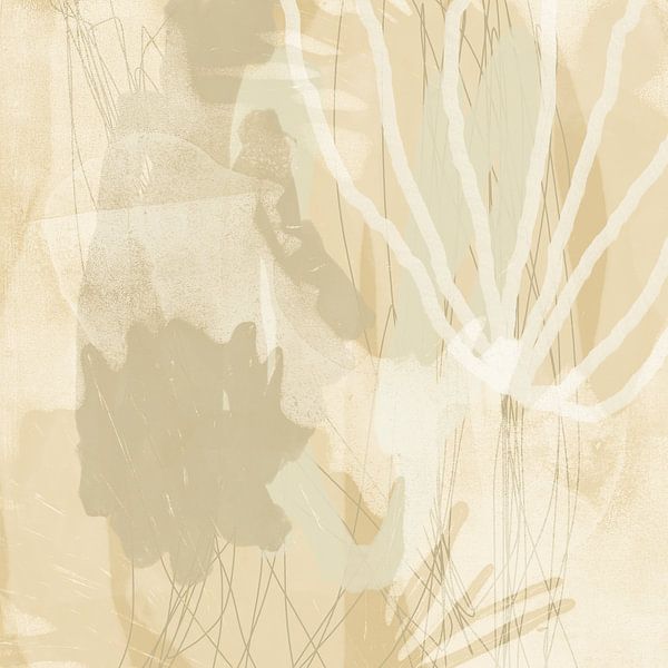 Abstract organic shapes in pastel colors. Beige and white. by Dina Dankers