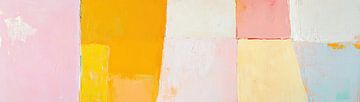 Kleurblokken | Abstract Geel en Roze Paneel van Modern Collection
