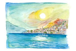 Shimmering reflections on Lake Garda with Limone Waterfront by Markus Bleichner