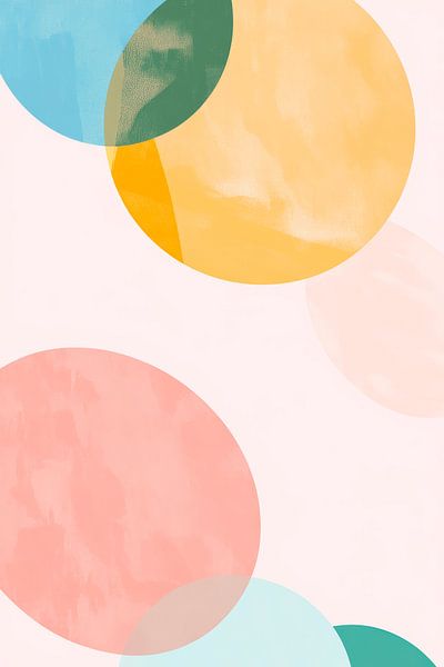 Kleurrijke geometrische vormen op een pastelkleurige achtergrond van Poster Art Shop