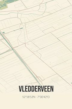 Vintage map of Vledderveen (Groningen) by Rezona