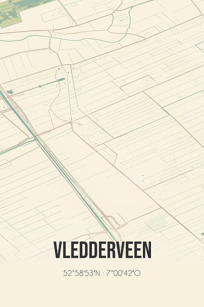 Carte ancienne de Vledderveen (Groningen) par Affiches de lieux