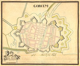 Old map of the city of Gorinchem from around 1652.