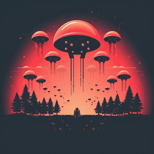 Vintage space invaders style poster