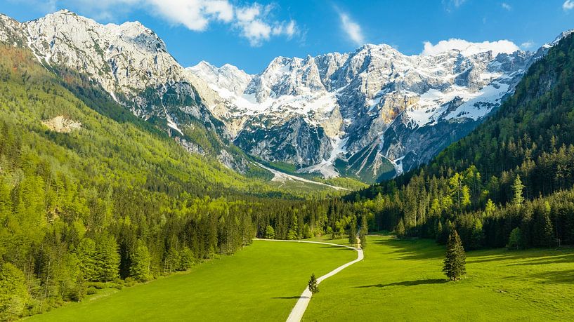 Zgornje Jezersko valley aerial view during springtime by Sjoerd van der Wal Photography