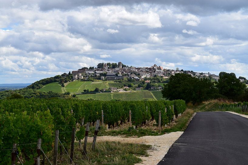 Sancerre, Dorf im Loire-Tal, mit Weinbergen im Vordergrund von Studio LE-gals