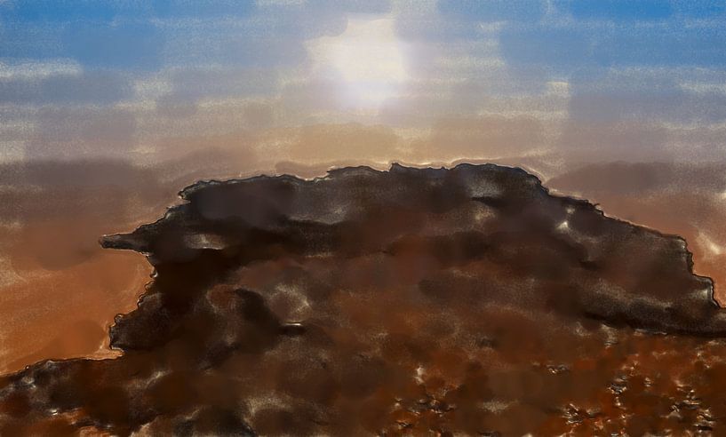 Wüstensonne über Felsen van Frank Heinz