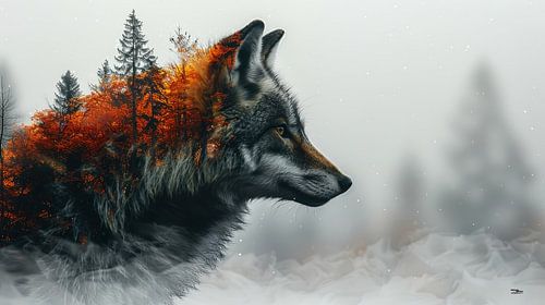 multiple exposure tussen dier en natuur