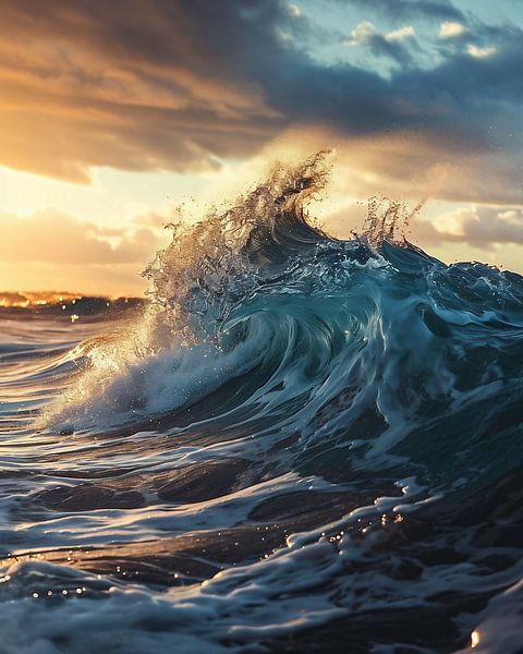 Goldene Stunde über den Wellen von fernlichtsicht