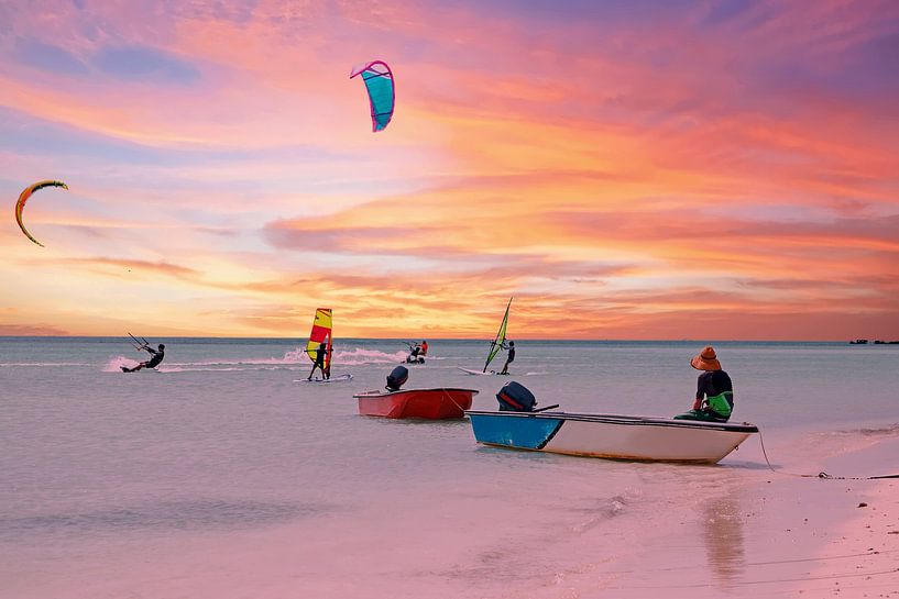 Water sports in Aruba at sunset by Eye on You