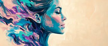 Futuristic portrait in soft colours by Poster Art Shop
