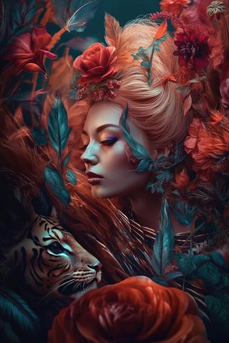 Flowers human and animal by Digitale Schilderijen