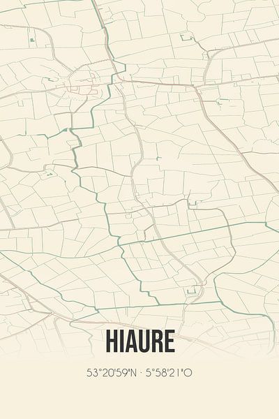 Carte ancienne de Hiaure (Fryslan) par Affiches de lieux