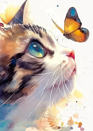 cat and butterfly
