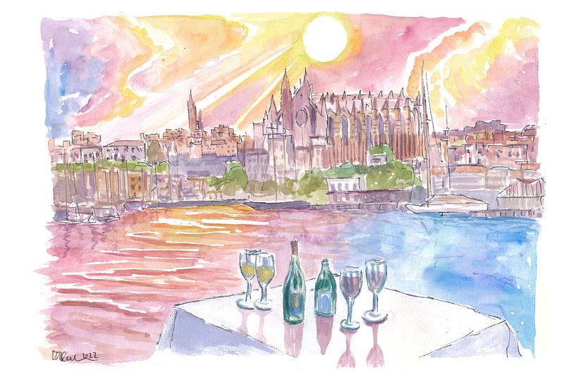 Abendessen in Palma Mallorca mit Portwein, Wein und La Seu von Markus Bleichner