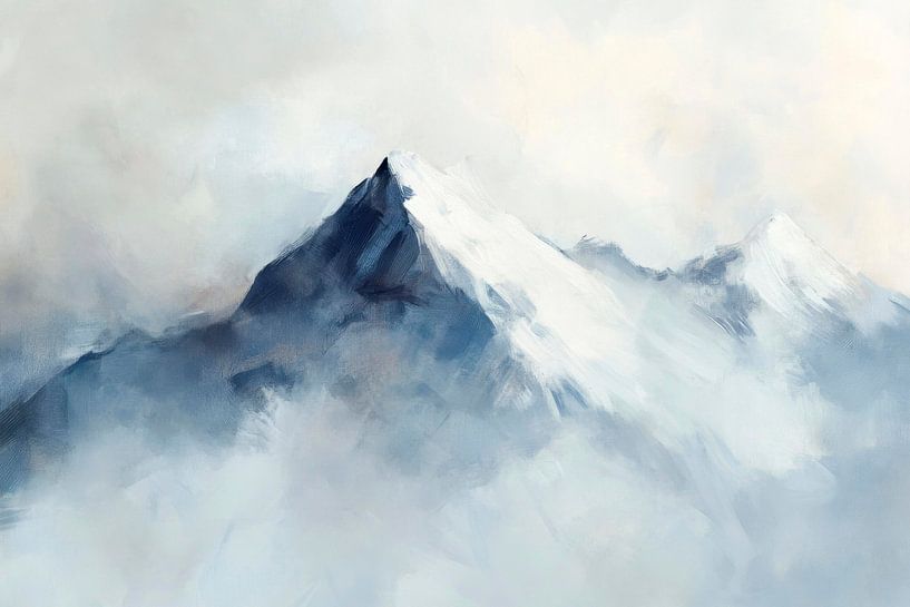 Des sommets cachés dans de doux nuages par Poster Art Shop