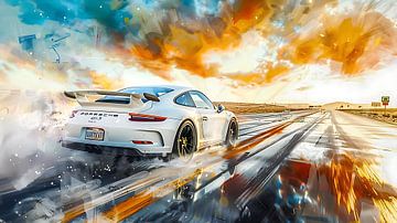 Witte Porsche 911 GT3 van PixelPrestige