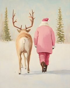 Der Weihnachtsmann mit seinem Hirschen