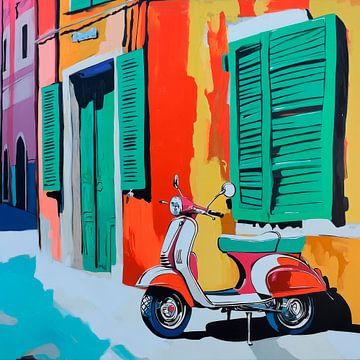 Colourful Vespa road by Poster Art Shop